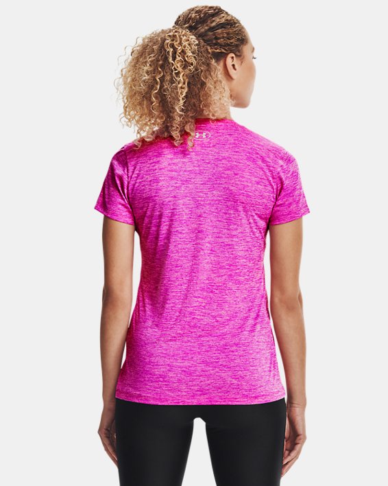 Women's UA Tech™ Twist V-Neck Short Sleeve, Pink, pdpMainDesktop image number 1